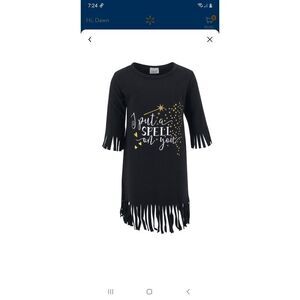 New Girl's 6 Black I Put A Spell on You Halloween Fringe Dress Unique Ba…